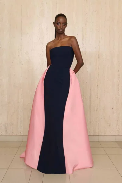 Greta Constantine Jiraya Silk-overlay Crepe Strapless Gown In Black