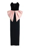 Greta Constantine Kidman Bow-detailed Satin Gown In Black