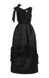 Greta Constantine Kijana Floral-appliquéd Midi Dress In Black