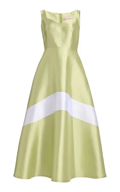 Greta Constantine Kirabo Silk Wool A-line Gown In Green