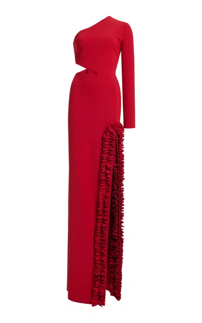 Greta Constantine Kiros Cold-shoulder Cut-out Gown In Red