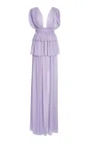 Greta Constantine Lautner Gathered Cord Gown In Purple