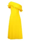 Greta Constantine Lofiyah One-shoulder Ruffled Dress In Yellow