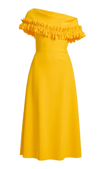 Greta Constantine Lofiyah One-shoulder Ruffled Midi Dress In Yellow