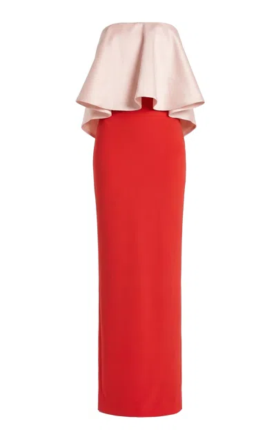 Greta Constantine Lorikeet Strapless Silk-wool Dress In Red