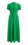 Greta Constantine Naknia Satin A-line Shirt Midi Dress In Green