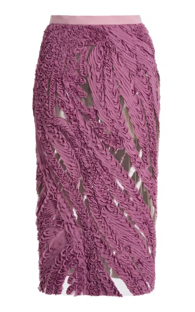 Greta Constantine Noette Mesh Pencil Skirt In Purple