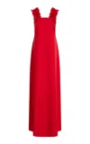 Shop Greta Constantine Oany Embroidered Stretch-crepe Maxi Dress In Red