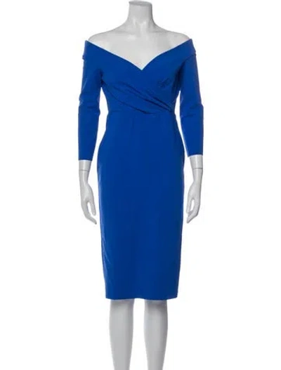 Pre-owned Greta Constantine Off-the-shoulder Knee-length Dress In Blue