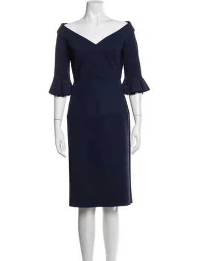 Pre-owned Greta Constantine Off-the-shoulder Knee-length Dress In Blue