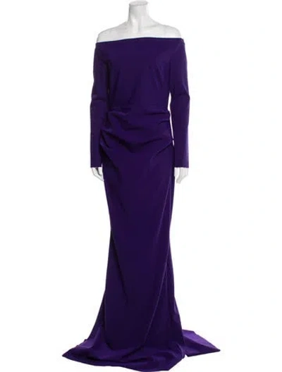 Pre-owned Greta Constantine Off-the-shoulder Long Dress In Purple