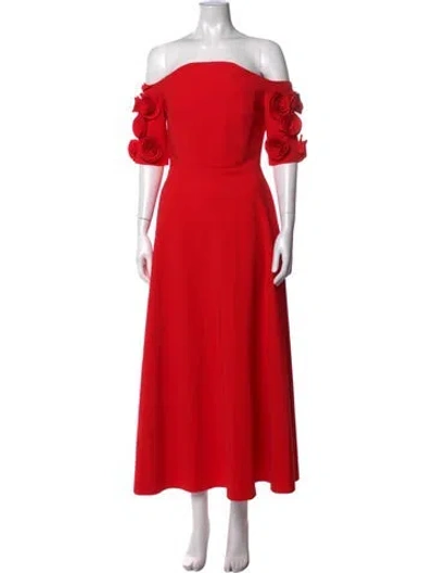 Pre-owned Greta Constantine Off-the-shoulder Long Dress In Red