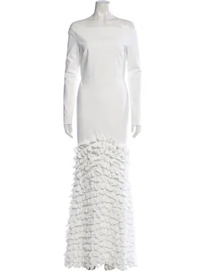 Pre-owned Greta Constantine Off-the-shoulder Long Dress In White