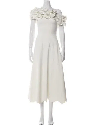 Pre-owned Greta Constantine Off-the-shoulder Midi Length Dress In Neutrals
