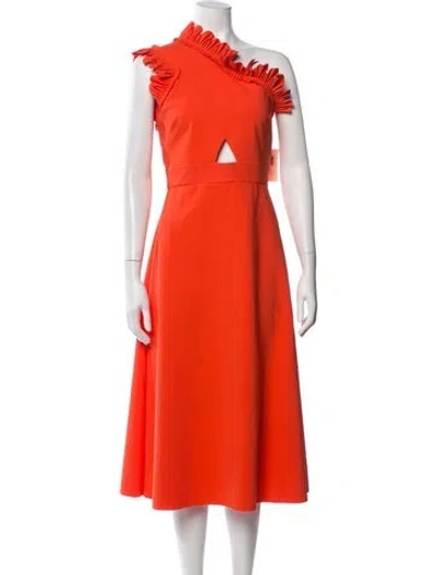 Pre-owned Greta Constantine One-shoulder Midi Length Dress W/ Tags In Orange