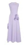 Greta Constantine Parrot Floral Embroidered Midi Dress