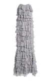 Greta Constantine Plover Strapless Ruffled Dress