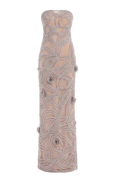 Greta Constantine Plumore Embroidered Maxi Dress In Multi