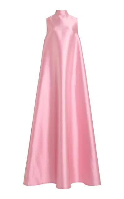 Greta Constantine Quiven Silk Wool A-line Gown In Pink