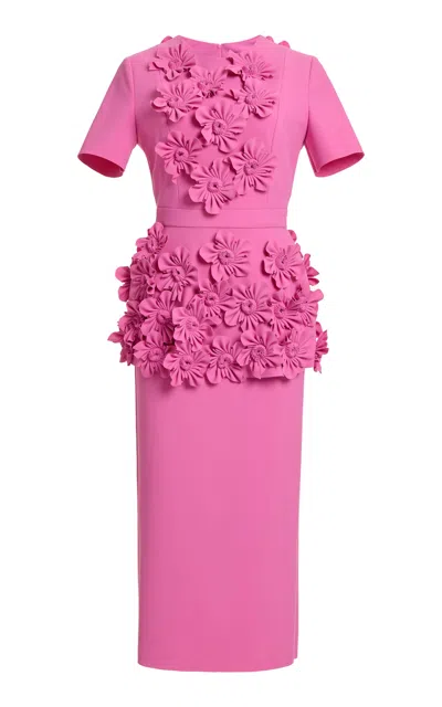 Greta Constantine Rafiki Floral-appliquéd Column Midi Dress In Pink