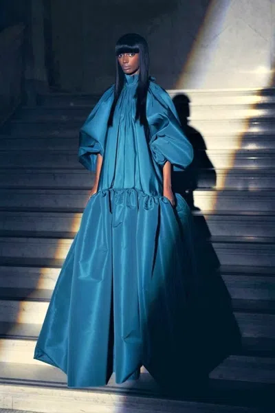Greta Constantine Reese Silk Faille Gown In Blue