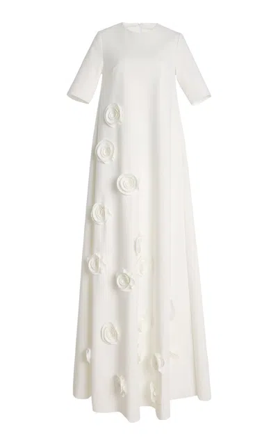 Greta Constantine Remembrandt Floral-appliquéd Maxi Dress In White