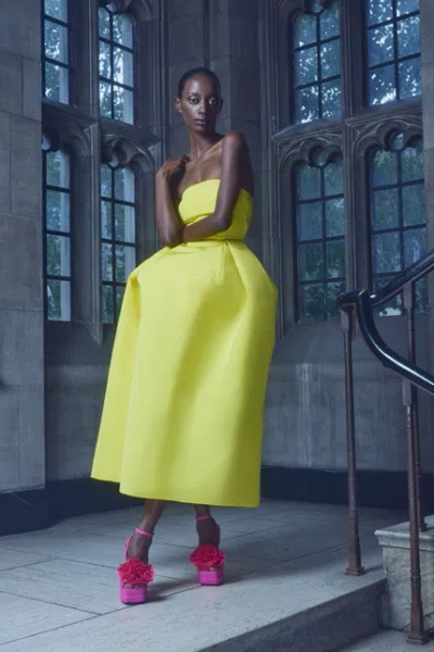 Greta Constantine Rin Midi Dress In Yellow