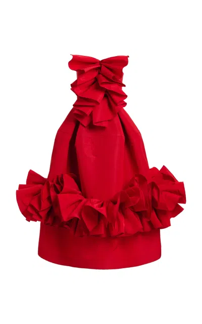 Greta Constantine Rin Silk Ruffled Balloon Midi Dress In Red