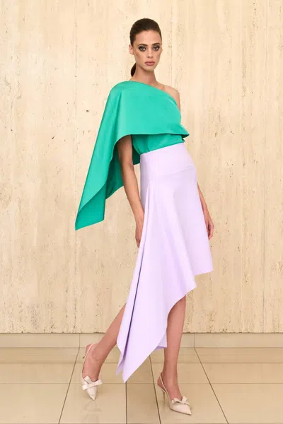 Greta Constantine Side Draped Top & Skirt In Multi