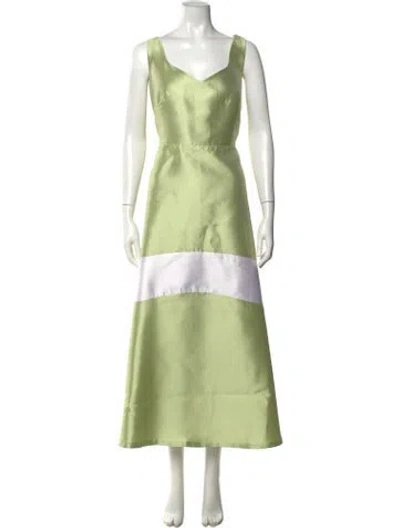 Pre-owned Greta Constantine Silk Long Dress W/ Tags In Green