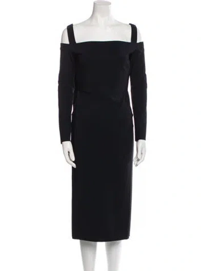 Pre-owned Greta Constantine Square Neckline Midi Length Dress In Black