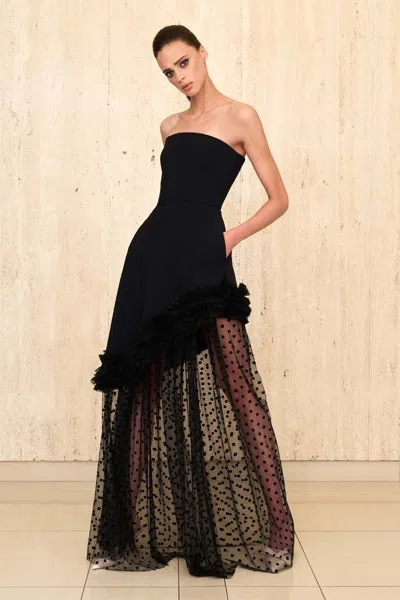 Greta Constantine Strapless Legance Gown In Multi