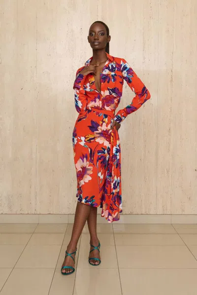 Greta Constantine Taddy Shirt With Angelica Skirt In Orange