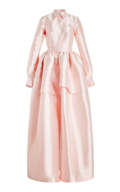 Greta Constantine Tadiak Tailored Wool-silk Gown In Pink