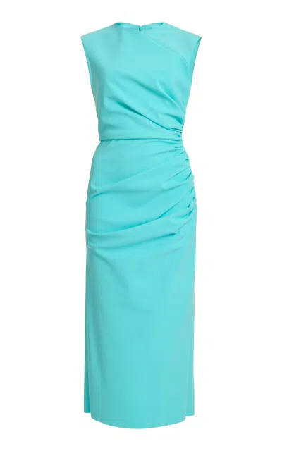 Greta Constantine Tambika Ruched Column Midi Dress In Turquoise