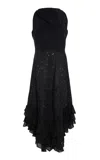 Greta Constantine Thrush Asymmetric Ruffled Dress In Black