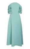 Greta Constantine Tschumi Floral-embellished Sleeve Midi Dress In Green