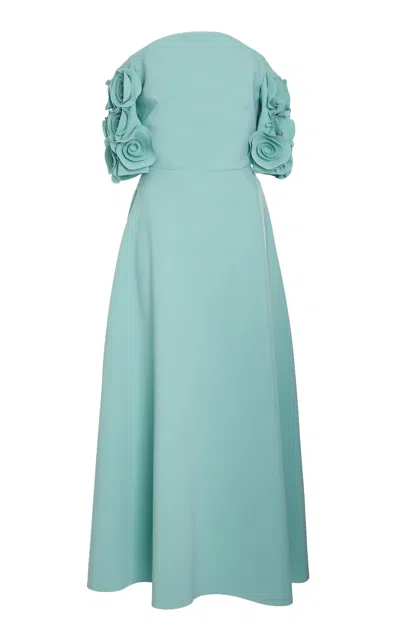 Greta Constantine Tschumi Floral-embellished Sleeve Midi Dress In Green