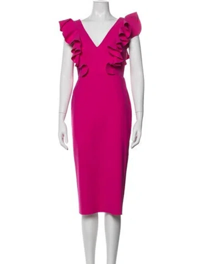 Pre-owned Greta Constantine V-neck Knee-length Dress In Pink