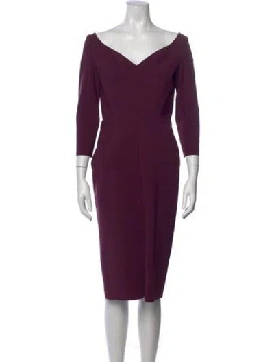 Pre-owned Greta Constantine V-neck Knee-length Dress In Purple