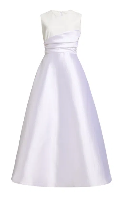 Greta Constantine Winta Satin A-line Gown In White