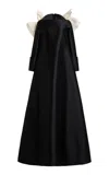 Greta Constantine Zuri Silk Wool Trapezoid Gown In Black