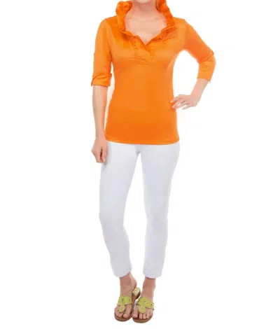 Gretchen Scott 3/4 Sleeve Ruffleneck Top In Orange