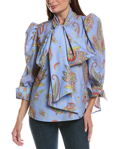 Gretchen Scott Billow Tie Blouse In Blue