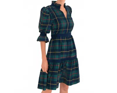 Gretchen Scott Blair Plaid Teardroptiered Dress In Green Multi