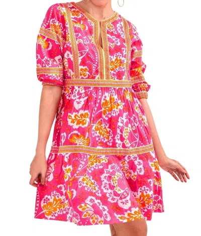 Gretchen Scott Border Dress In Flora In Pink