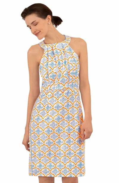 Gretchen Scott Bougie East India Mini Dress In Periwinkle/orange In Multi