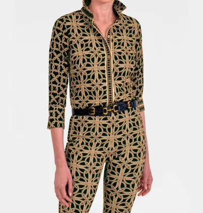 Gretchen Scott Boyfriend Button Shirt In Black Ring Toss In Brown