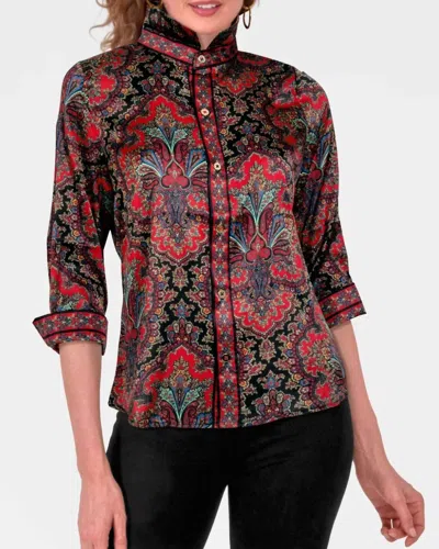 Gretchen Scott Boyfriend Button Up Blouse In Passion Paisley In Multi