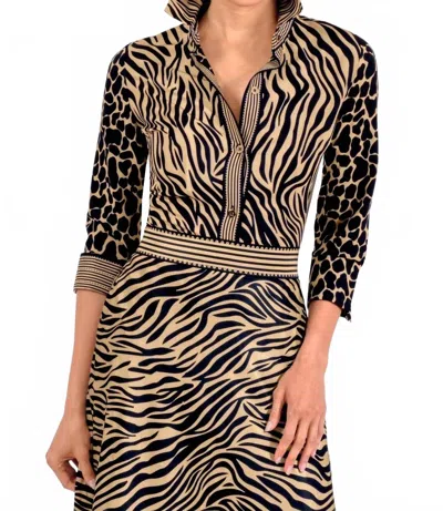 Gretchen Scott Boyfriend Cdc Shirt In Animal Instincts Zebra Khaki In Multi